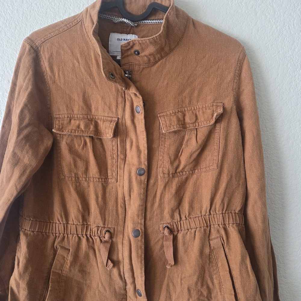 Old Navy Junior's Tan Brown Utility Military Jacket Size XL 14 Some Flaws Seepic - Picture 2 of 14